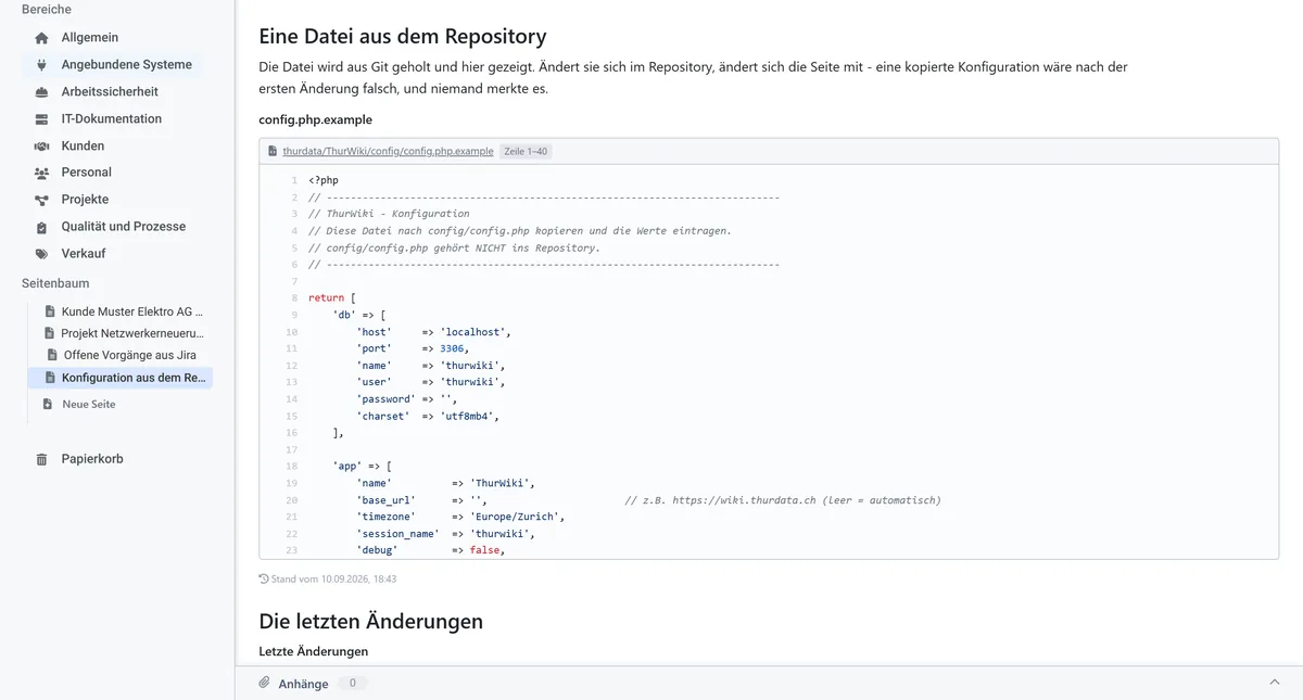 File di configurazione da Git sulla pagina