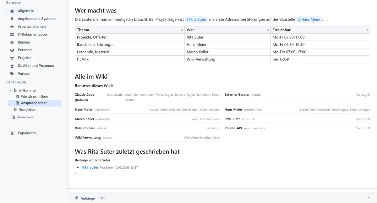 Contacts, contributors and a user list on a page