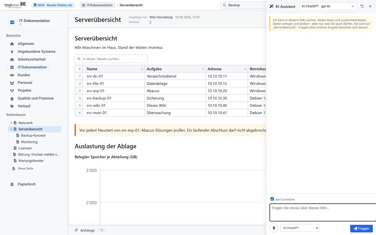 Der Assistent baut aus Stichworten eine Tabelle